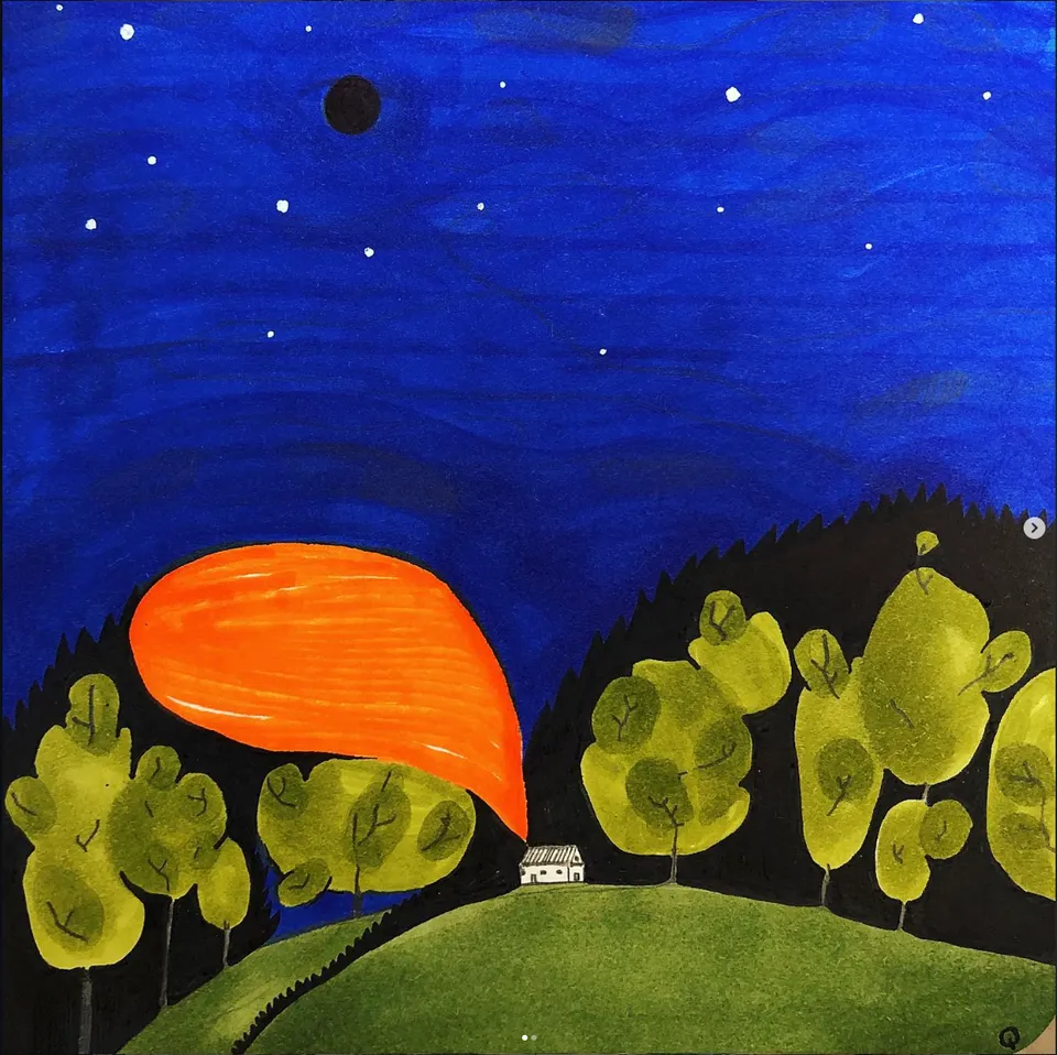 Orange Cloud Over the Hill